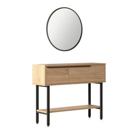 Hanah Home On12-S Aparador de Nogal con Espejo 100x76x29.5cm Tablero Melamina Patas Metal